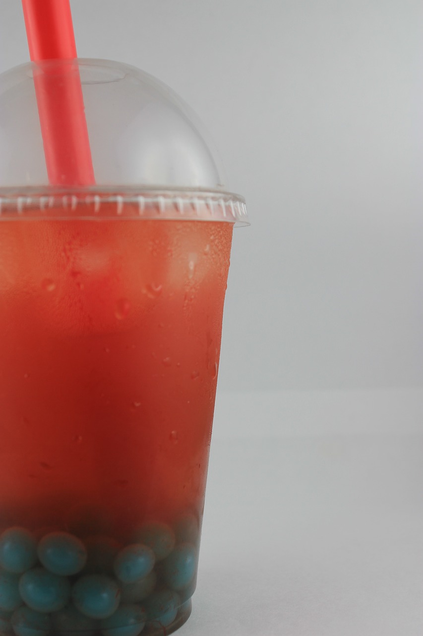 bubble tea strawberry beads free photo