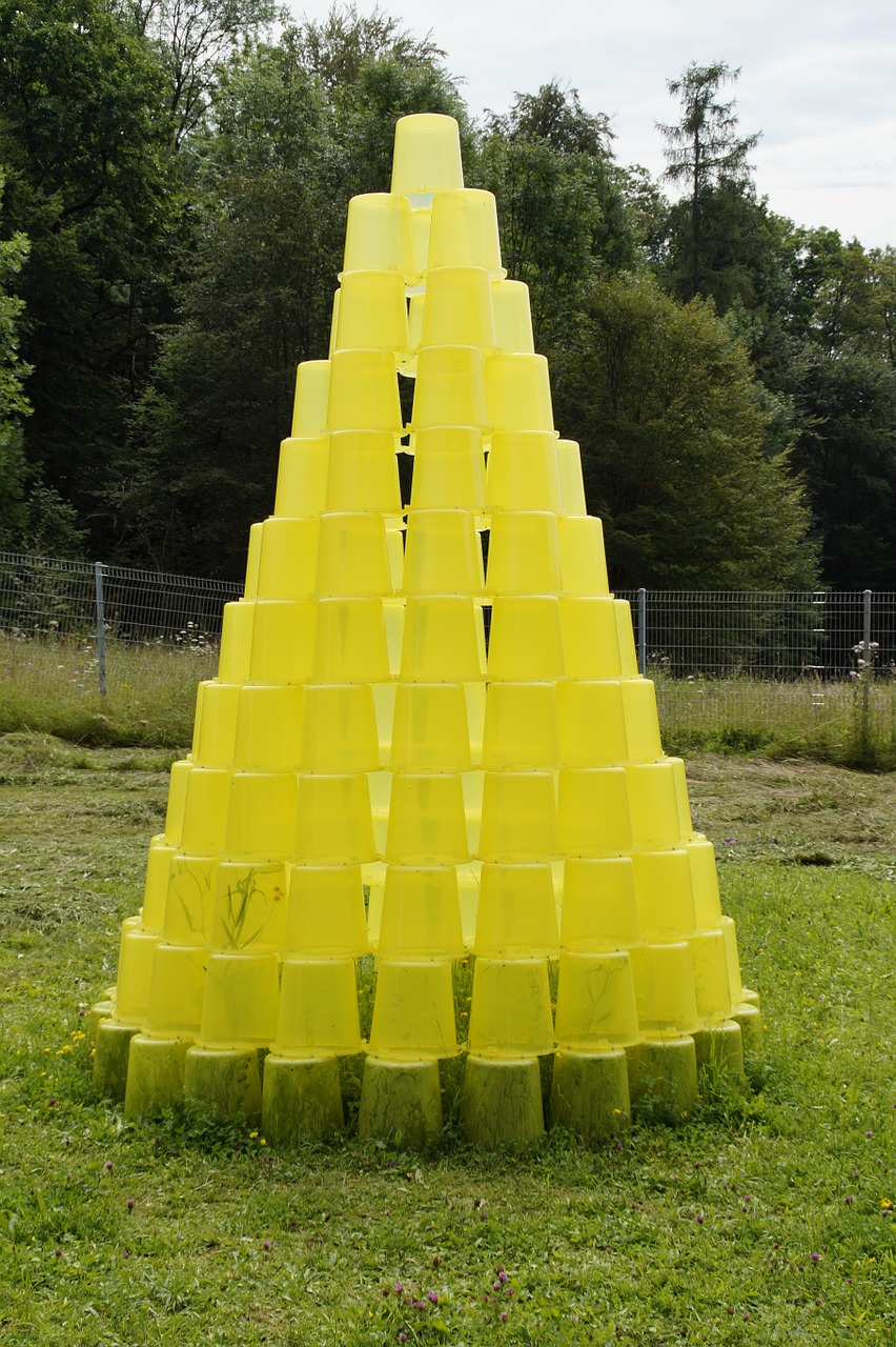 bucket stacked yellow free photo