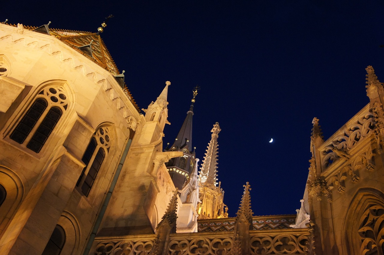 budapest church moon free photo