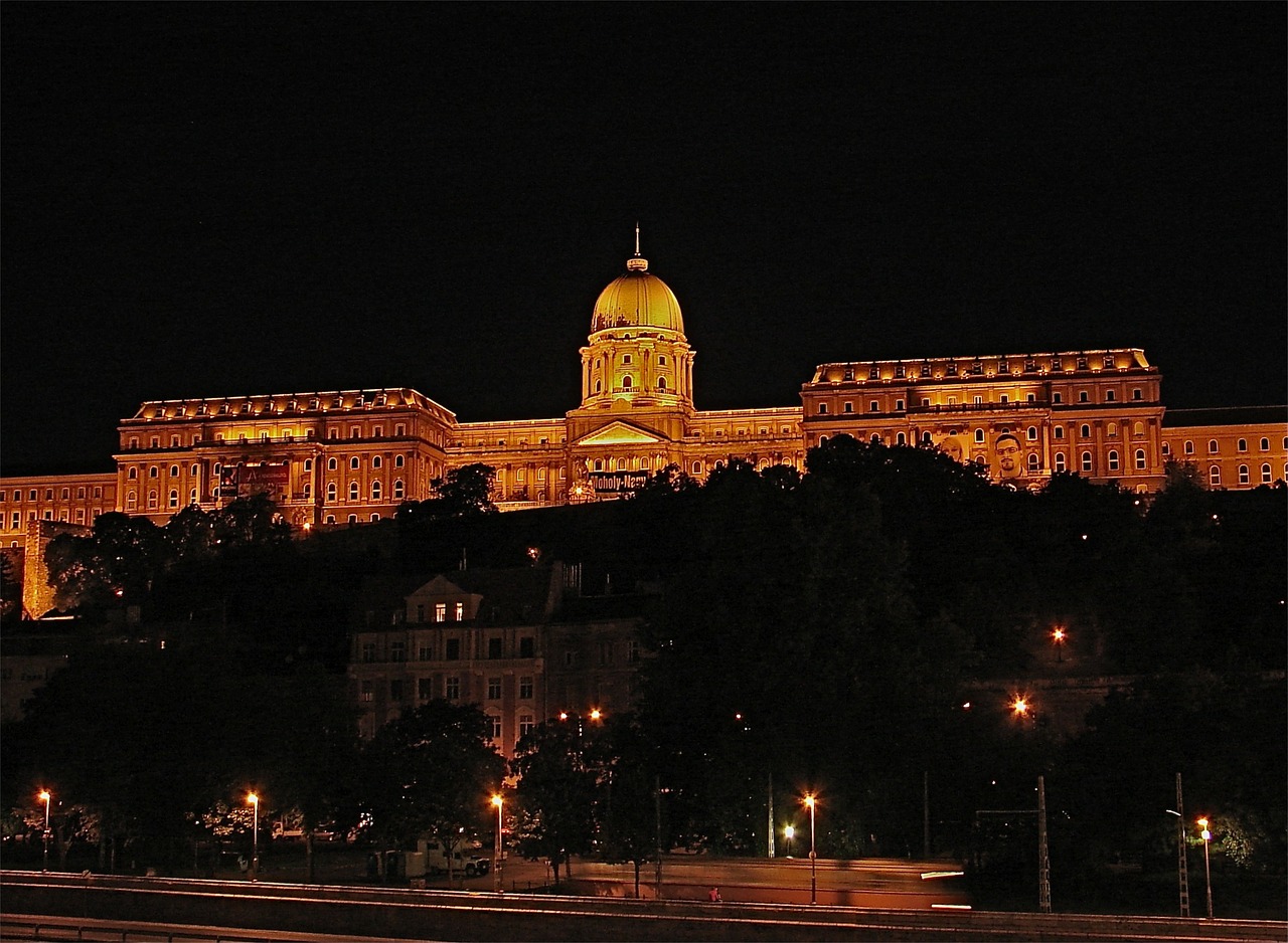 budapest castle night image free photo