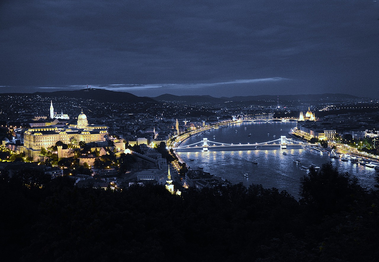 budapest in the evening lights free photo