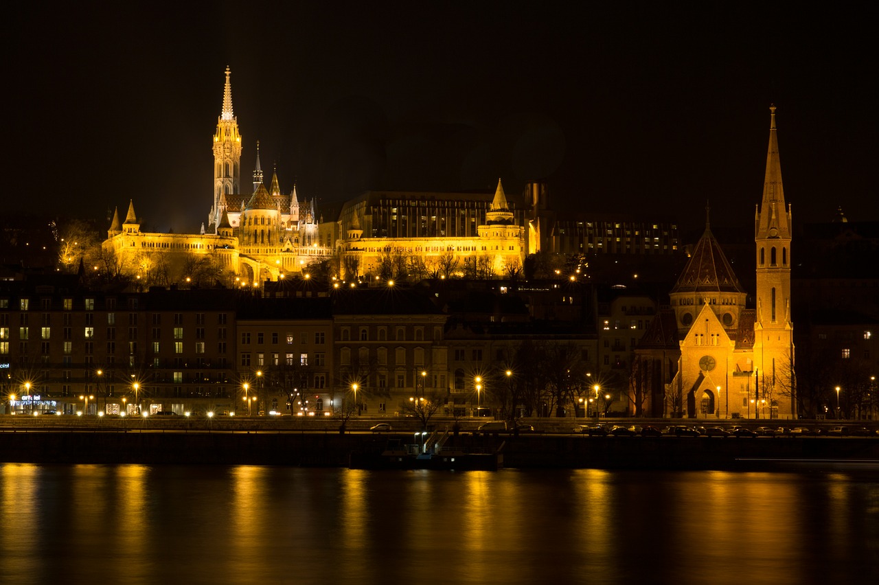 budapest castle night image free photo