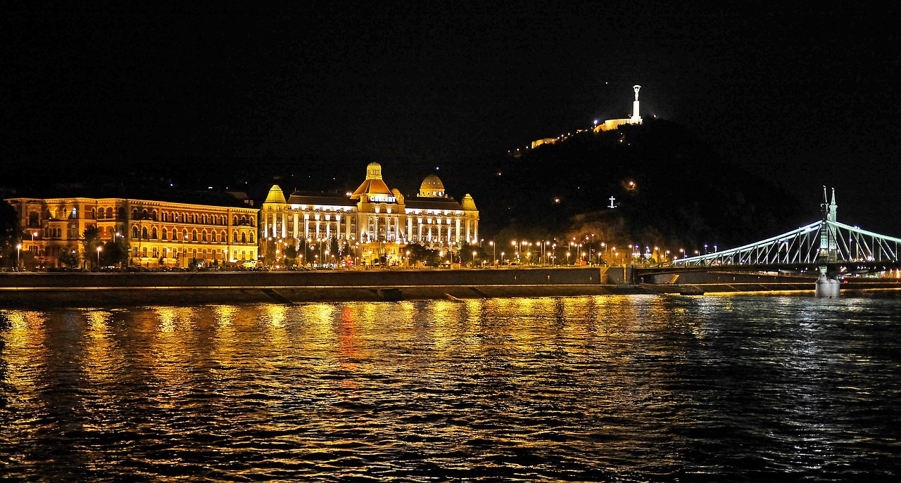 budapest at night danube west bank free photo
