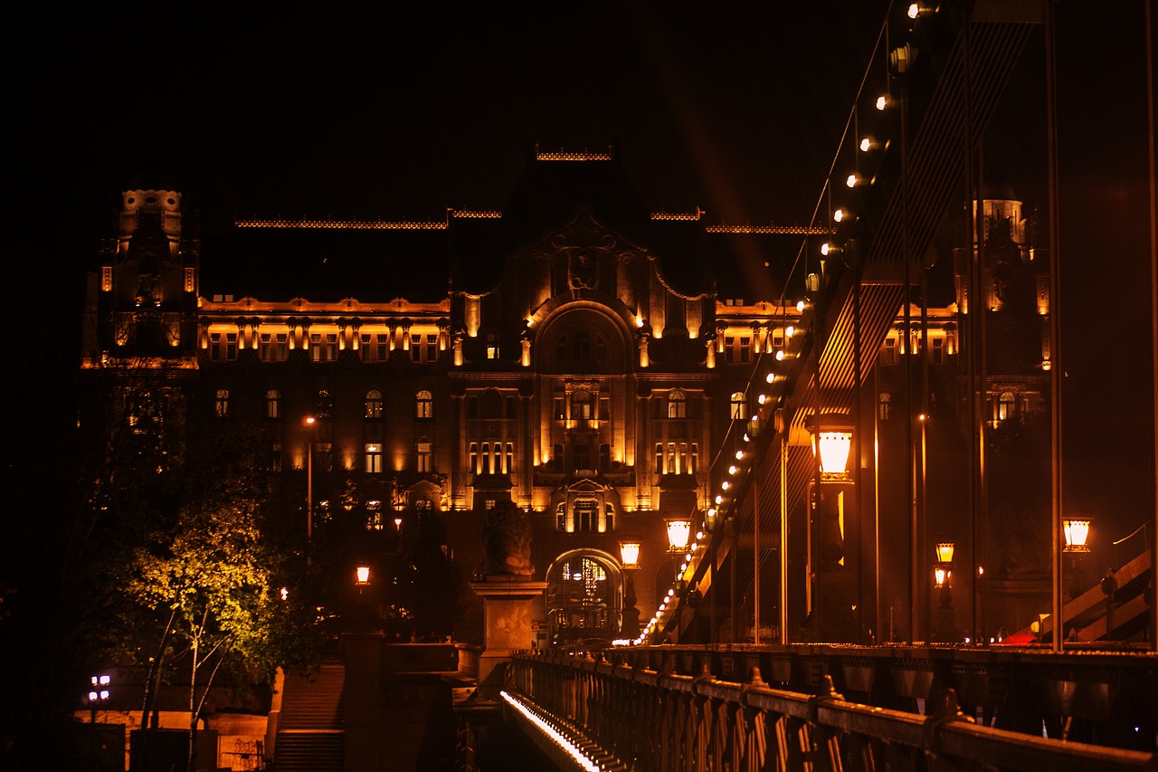 budapest by night danube bridge lights landscape free photo