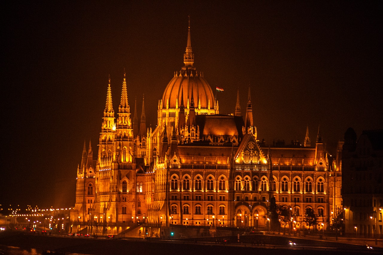 budapest parliament by night lights free photo