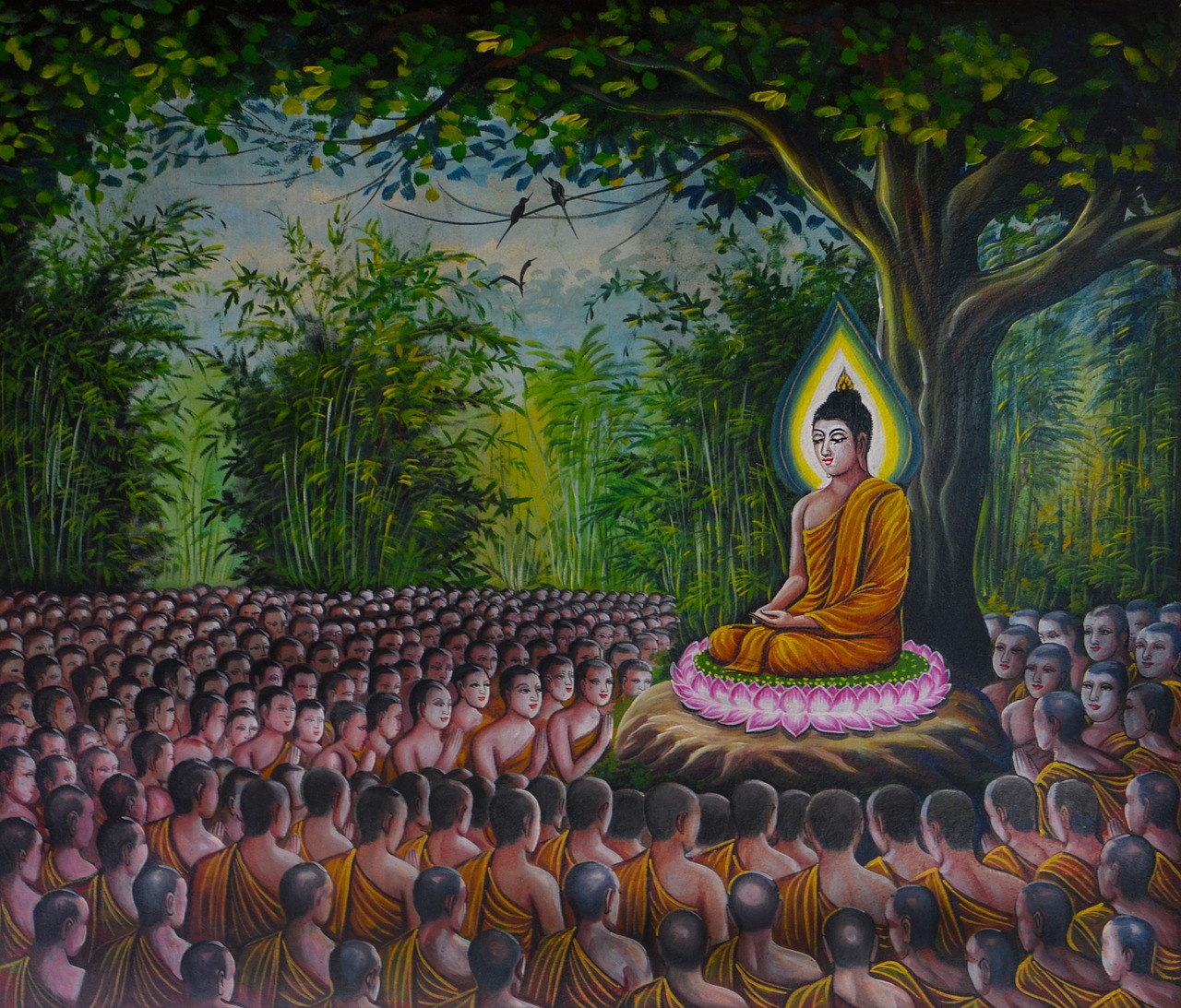 buddha followers crowd free photo