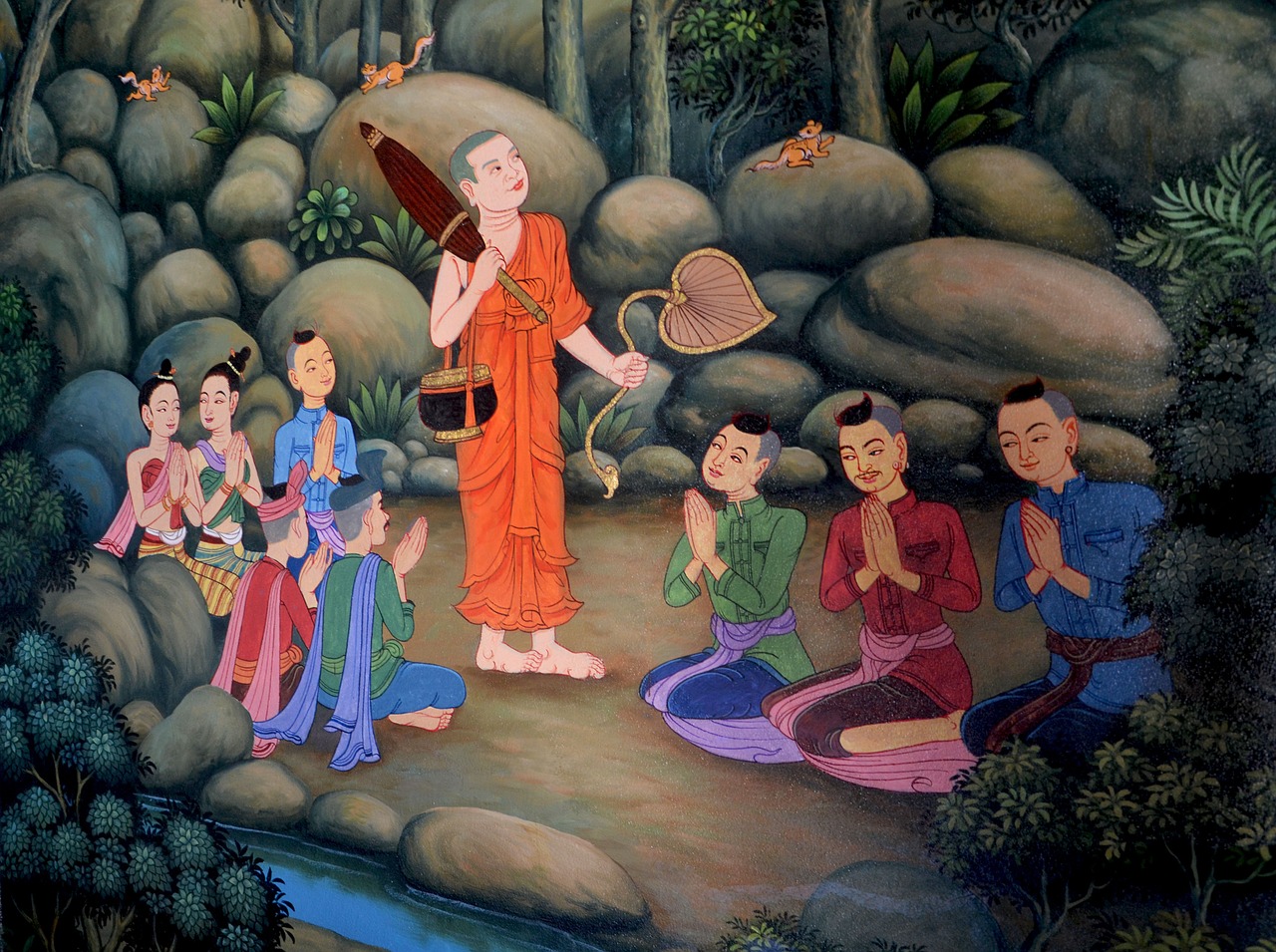 buddha followers praying free photo
