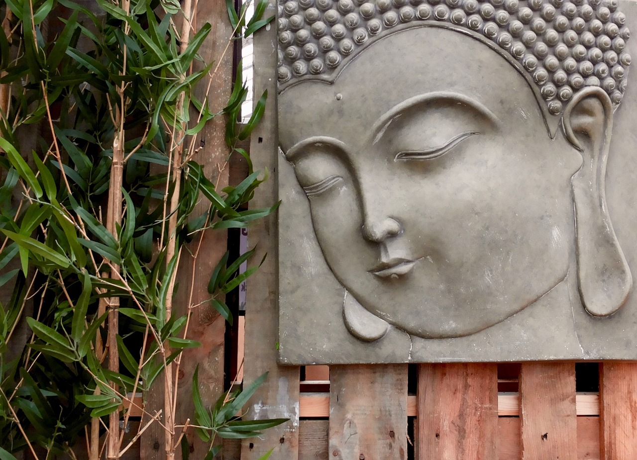 buddha stone relief mural free photo