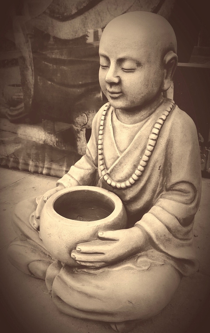 buddha monk stone figure free photo