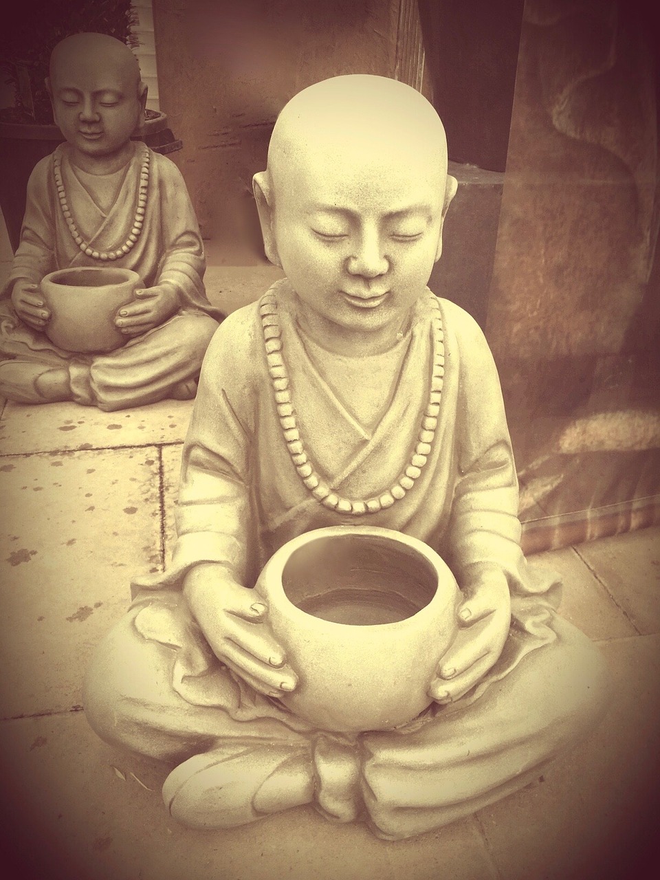 buddha monk stone figure free photo