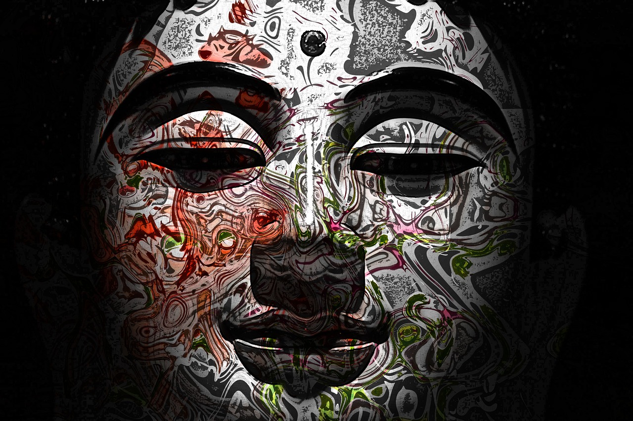 buddha face colorful free photo