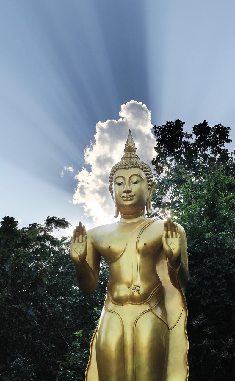 buddha blue sky gold free photo
