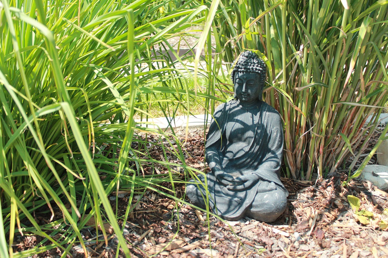 buddha grass sculpture free photo