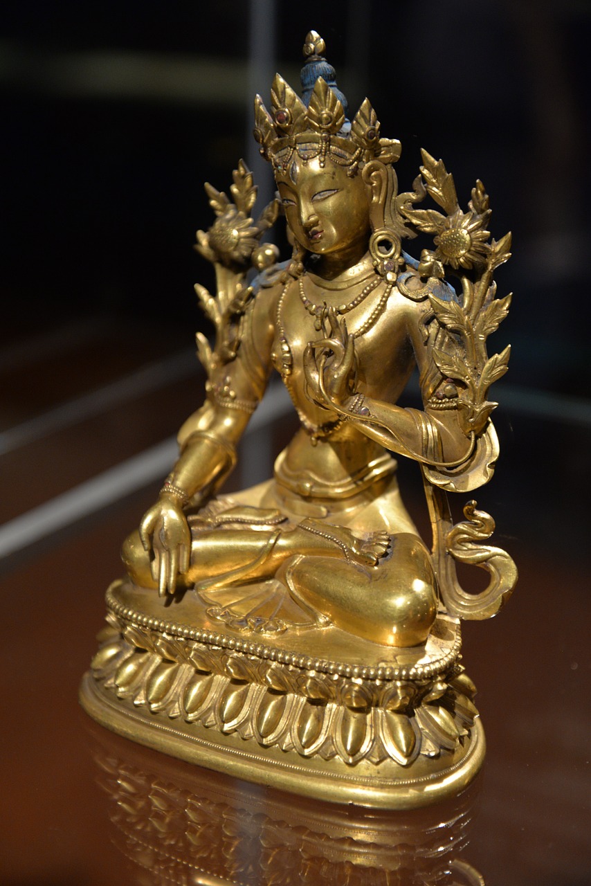 buddha amitayus gilded bronze sculpture free photo
