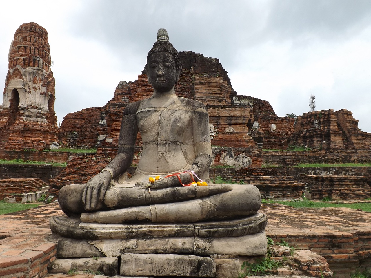 buddha statue ayutthaya wat mahathat free photo