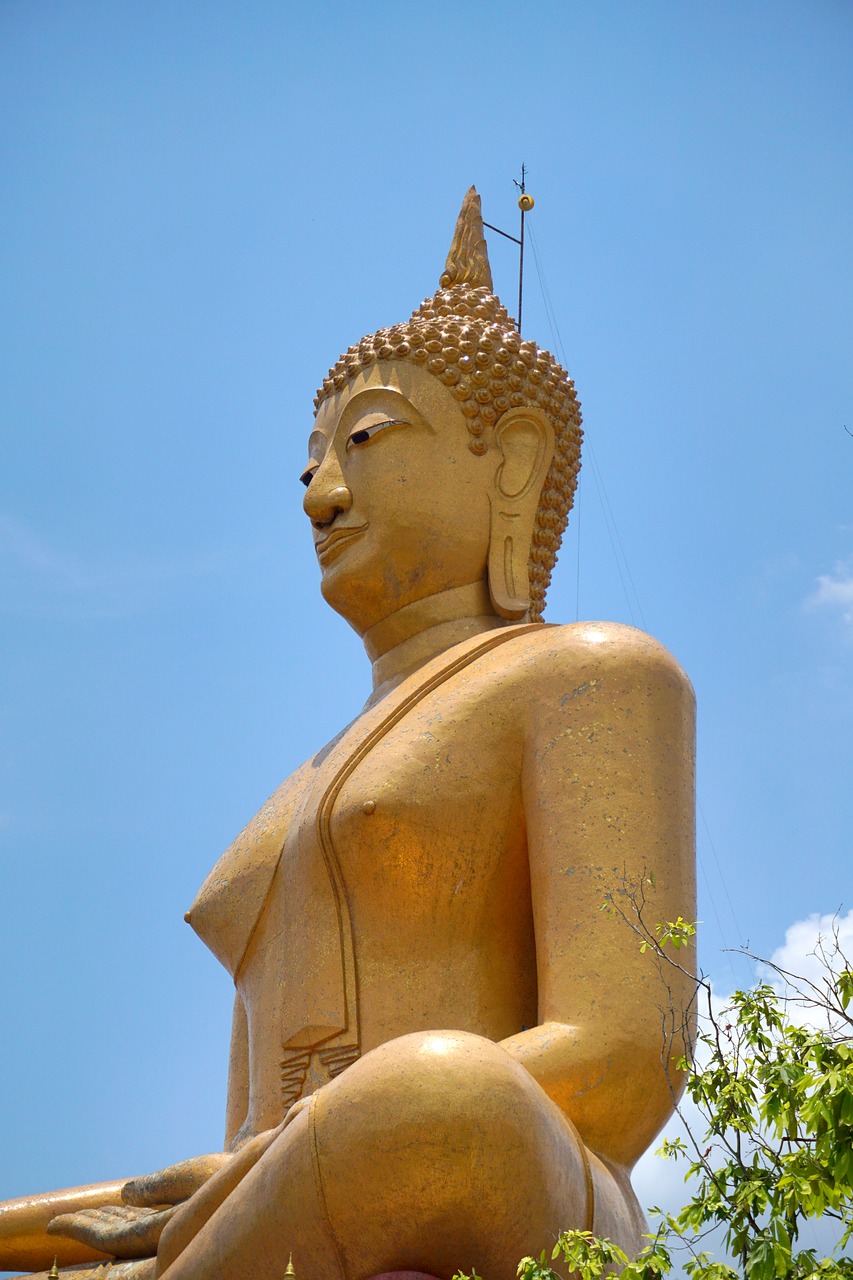 buddha statue wat phikun thong religion free photo