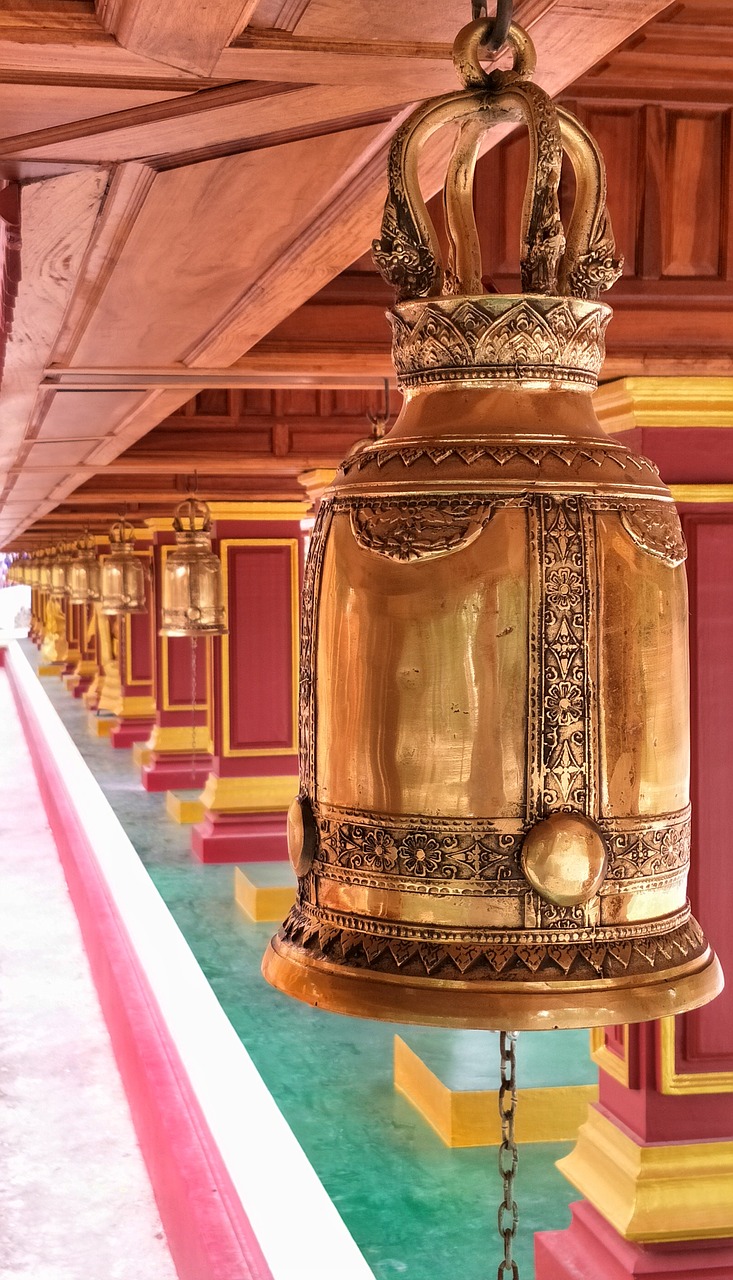 buddhist ornate bells free photo