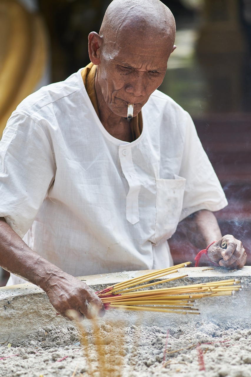 buddhist male prayer free photo