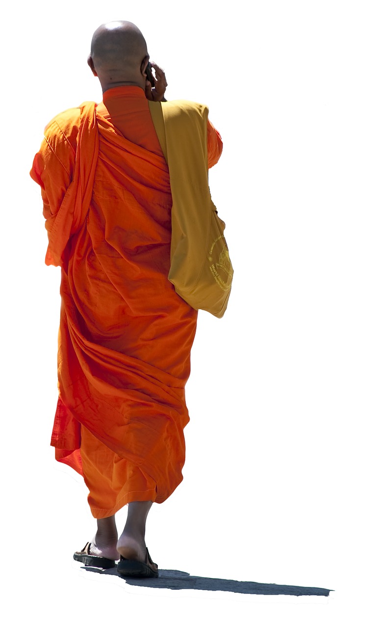 buddhist monk talk mobile religion free photo