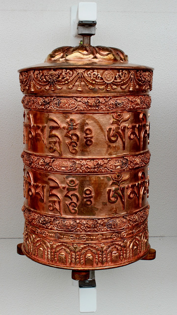buddhist wheel copper religious free photo