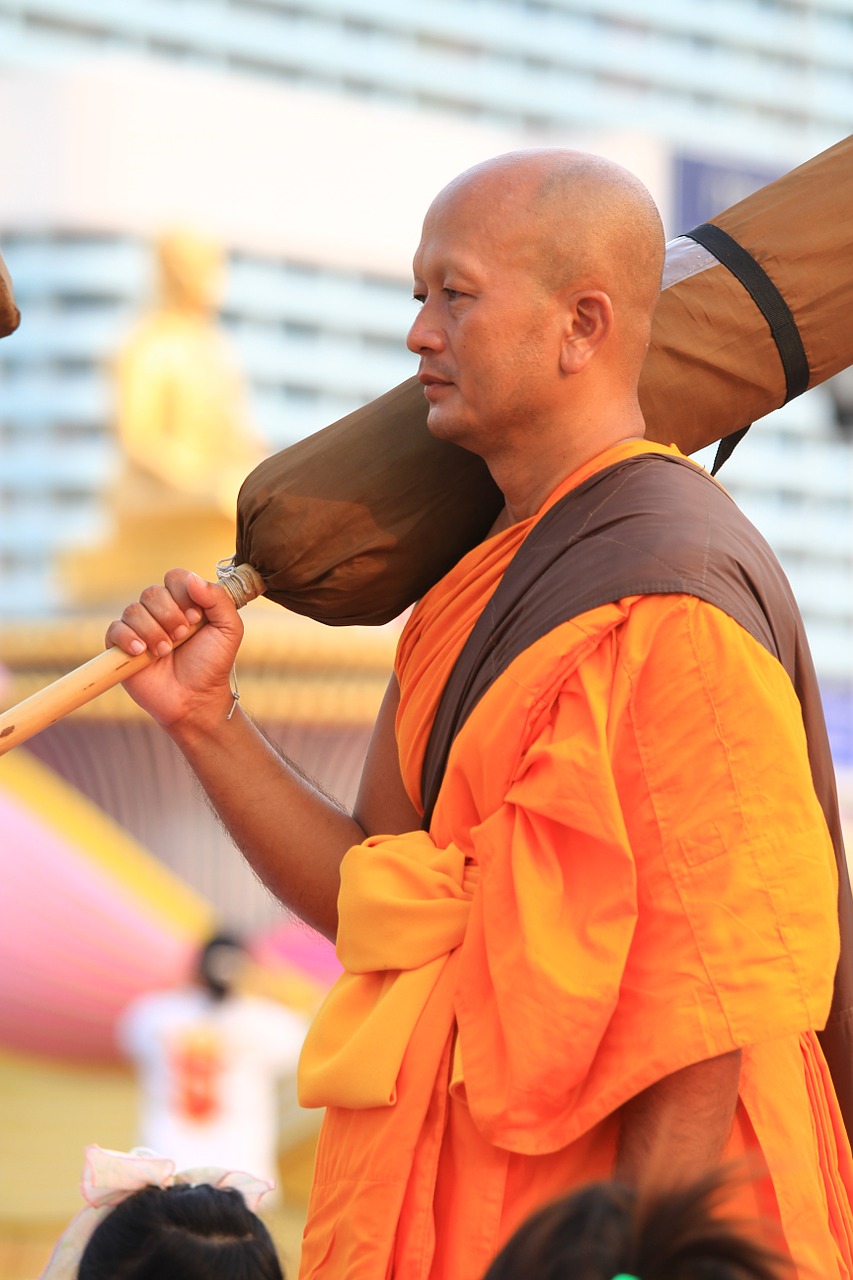 buddhists orange robes free photo