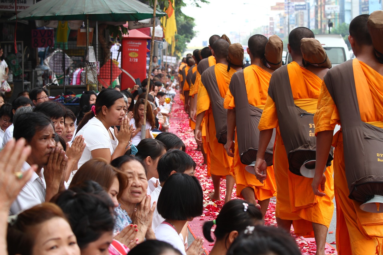 buddhists walk monks free photo