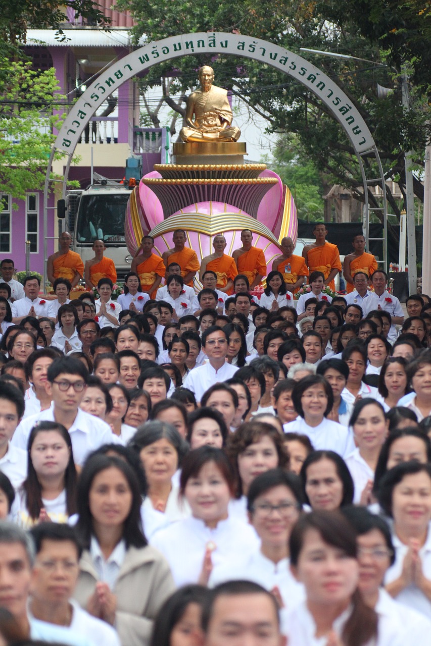 buddhists people march free photo