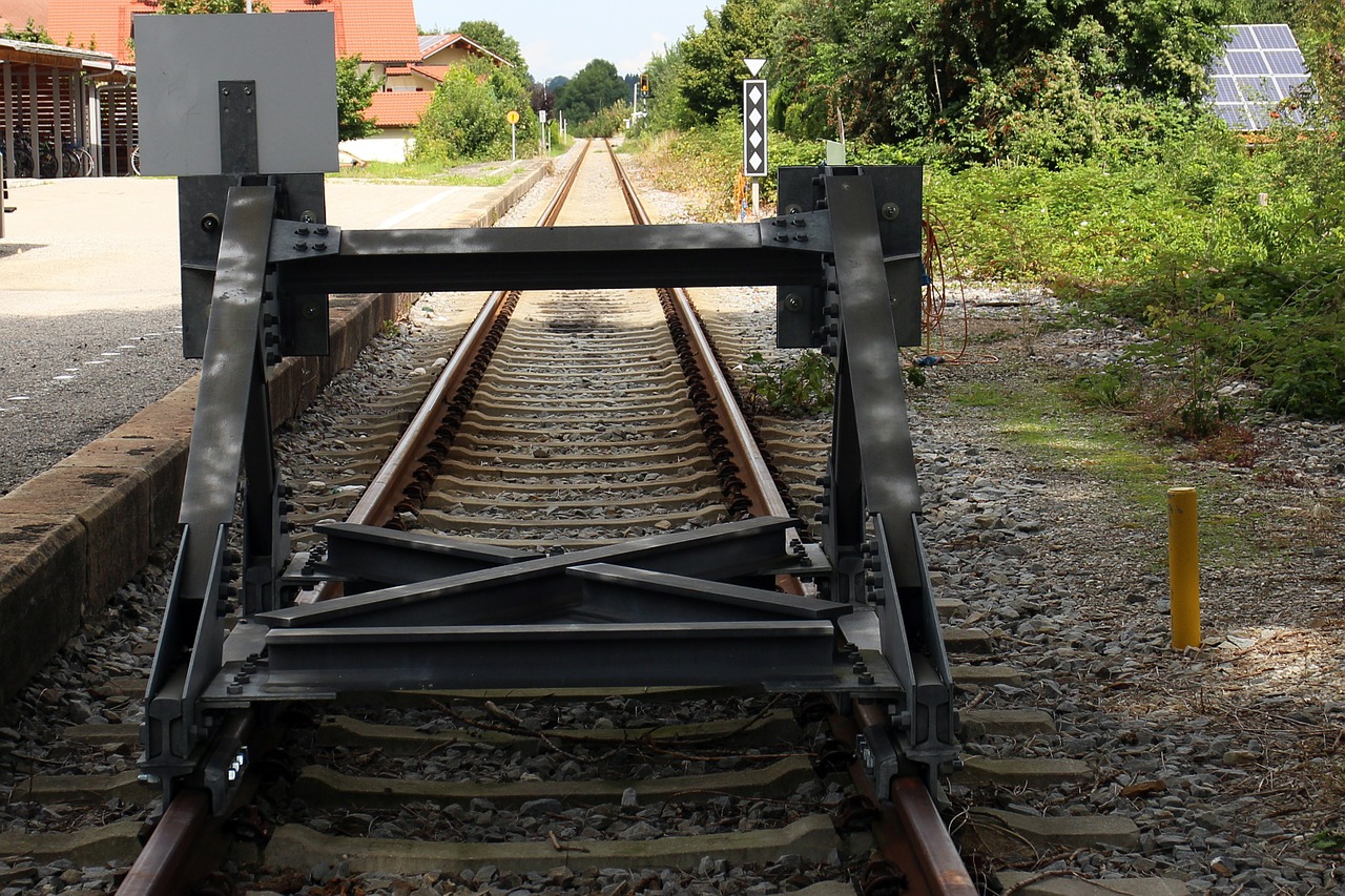 buffer stop railroad track ground rail free photo
