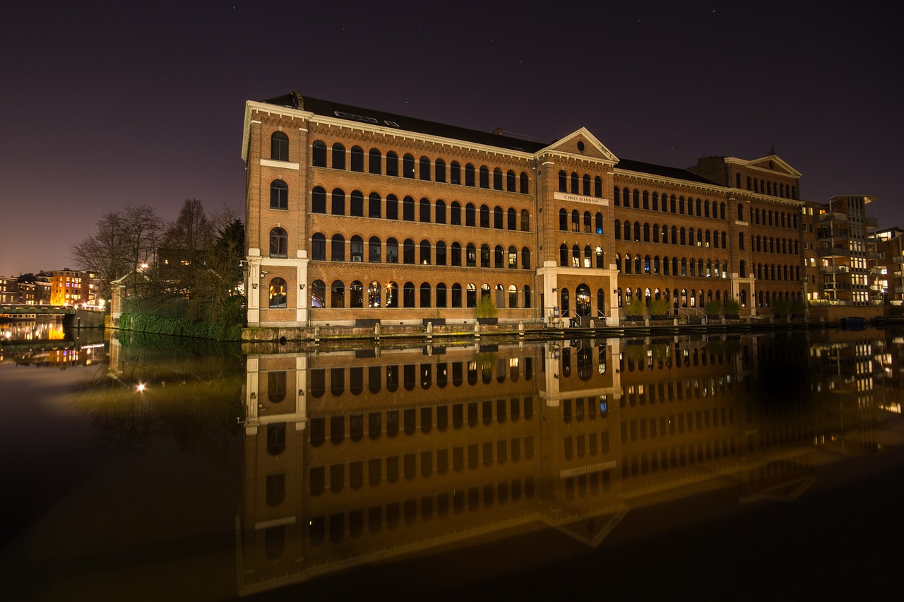 building reflection water free photo