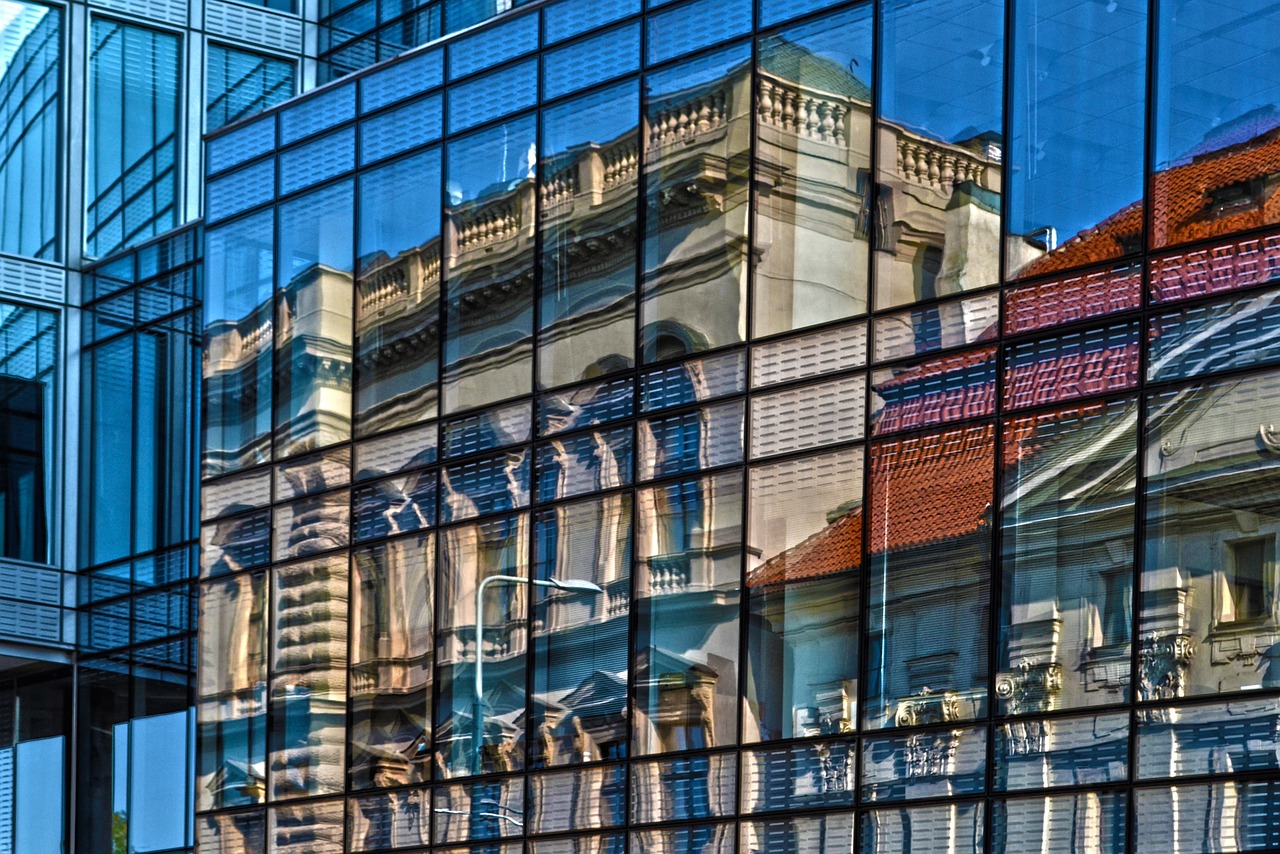 building reflection window free photo