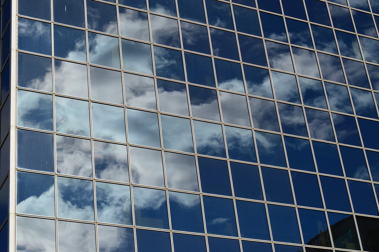 building clouds reflection free photo
