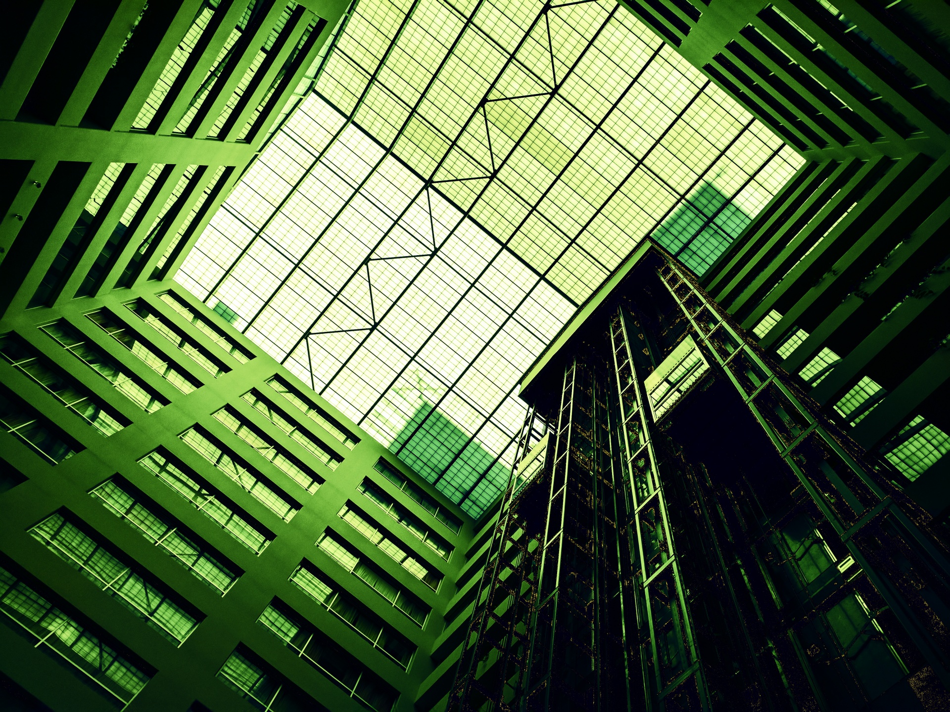 building inside looking up free photo