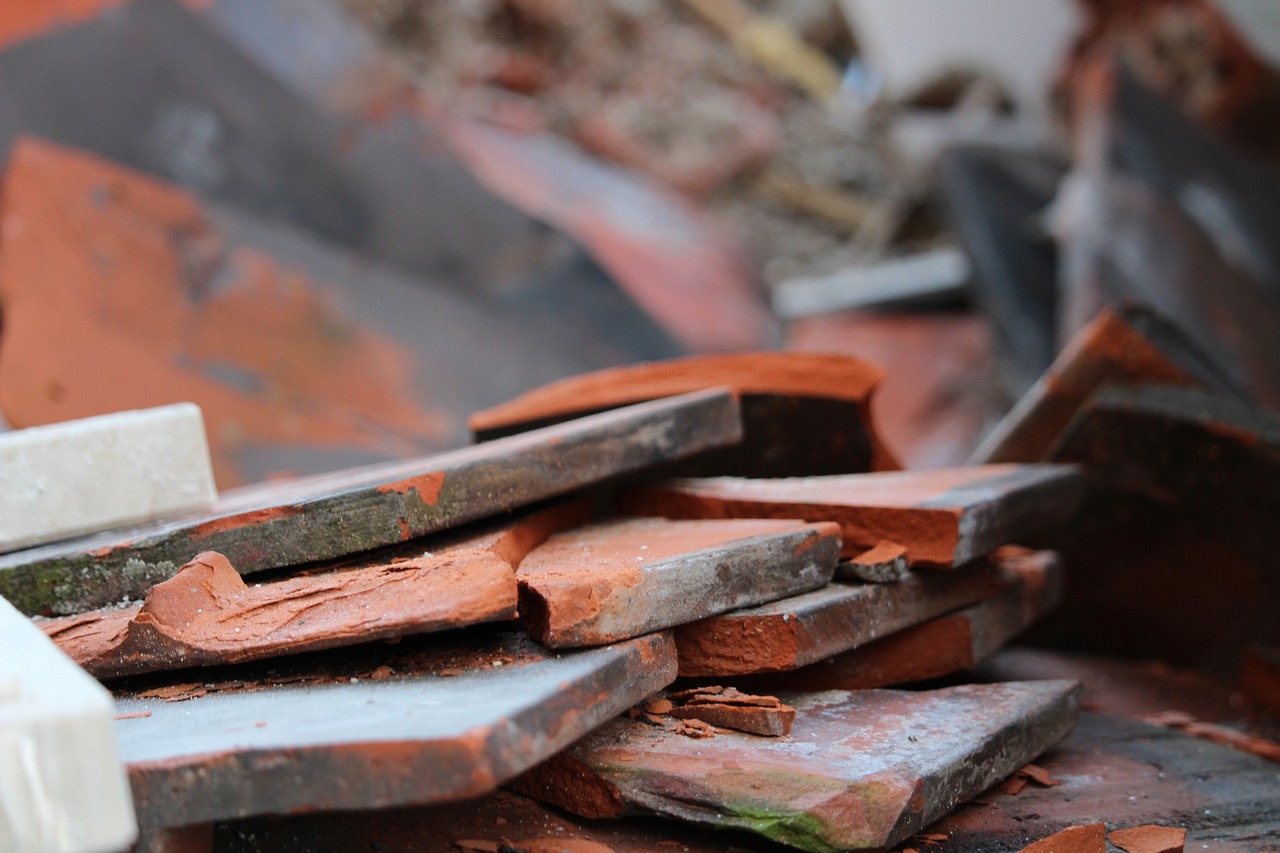 building rubble  tile  orange free photo