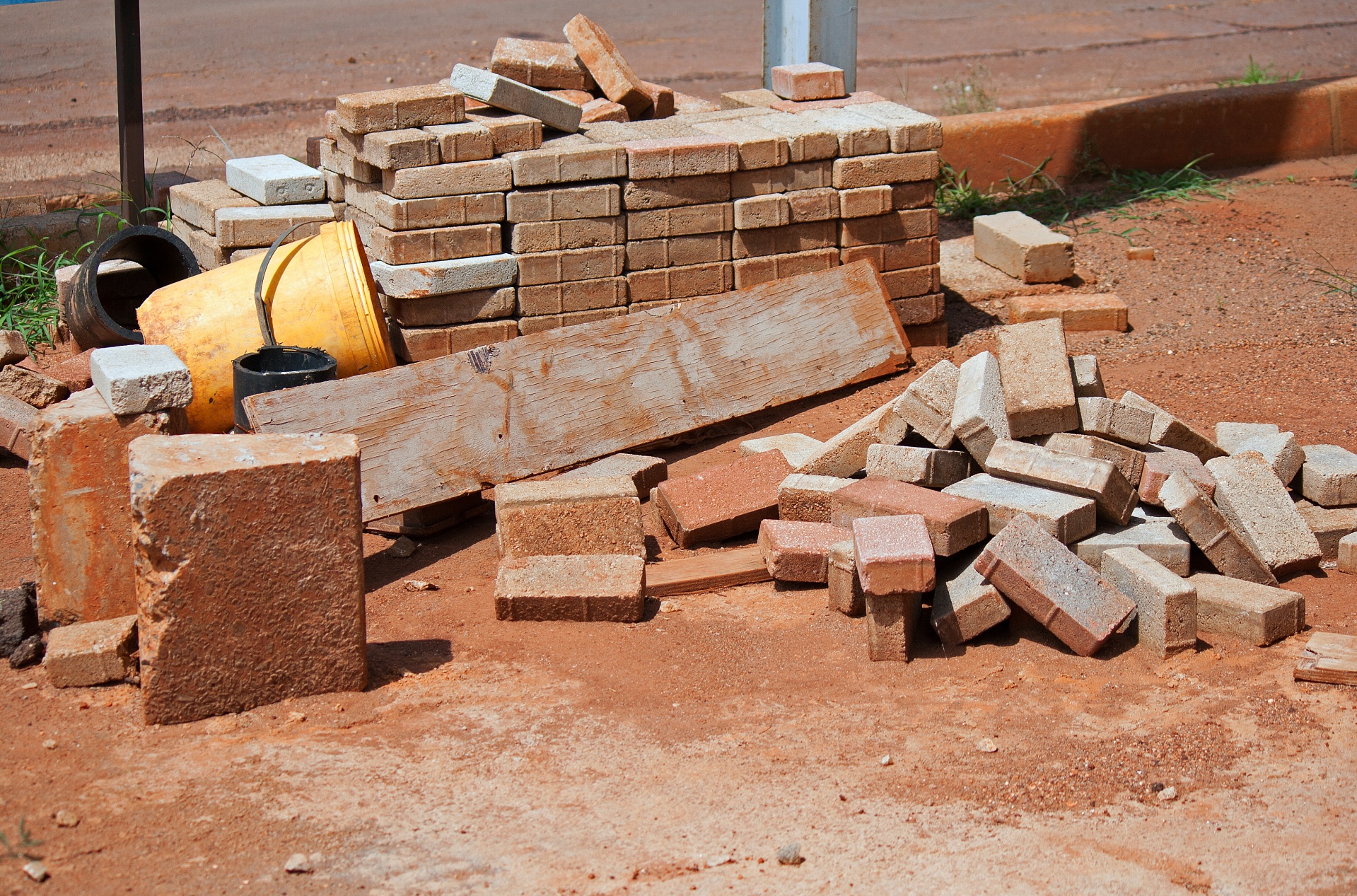 bricks planks bucket free photo