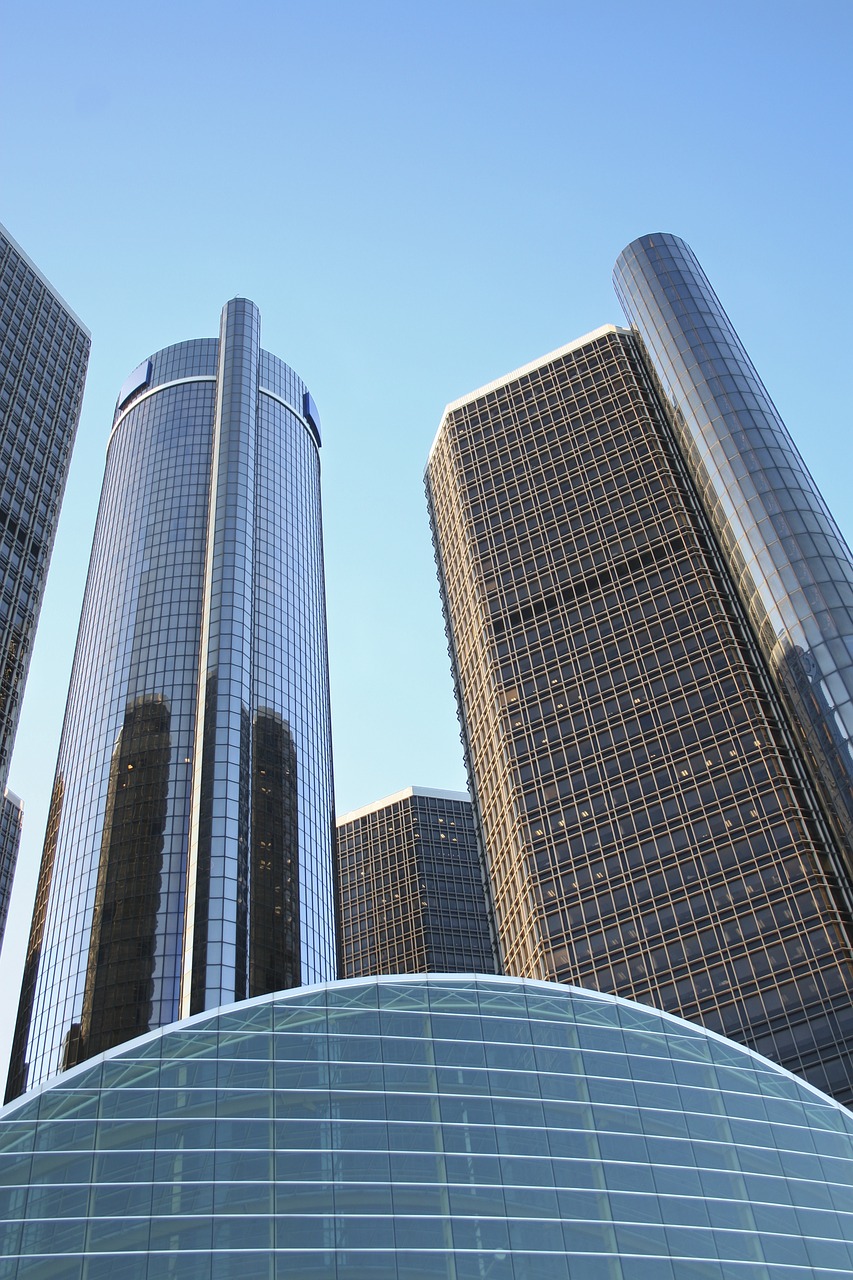 buildings detroit general motors headquarters free photo