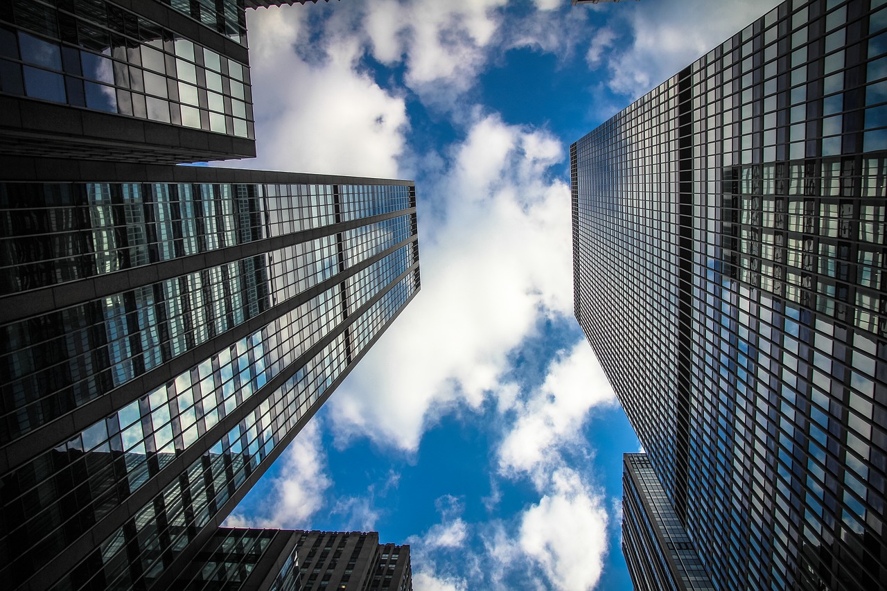 buildings clouds perspective free photo