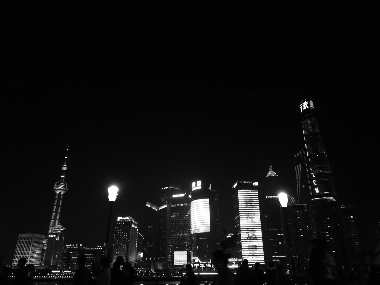 buildings night scene shanghai free photo