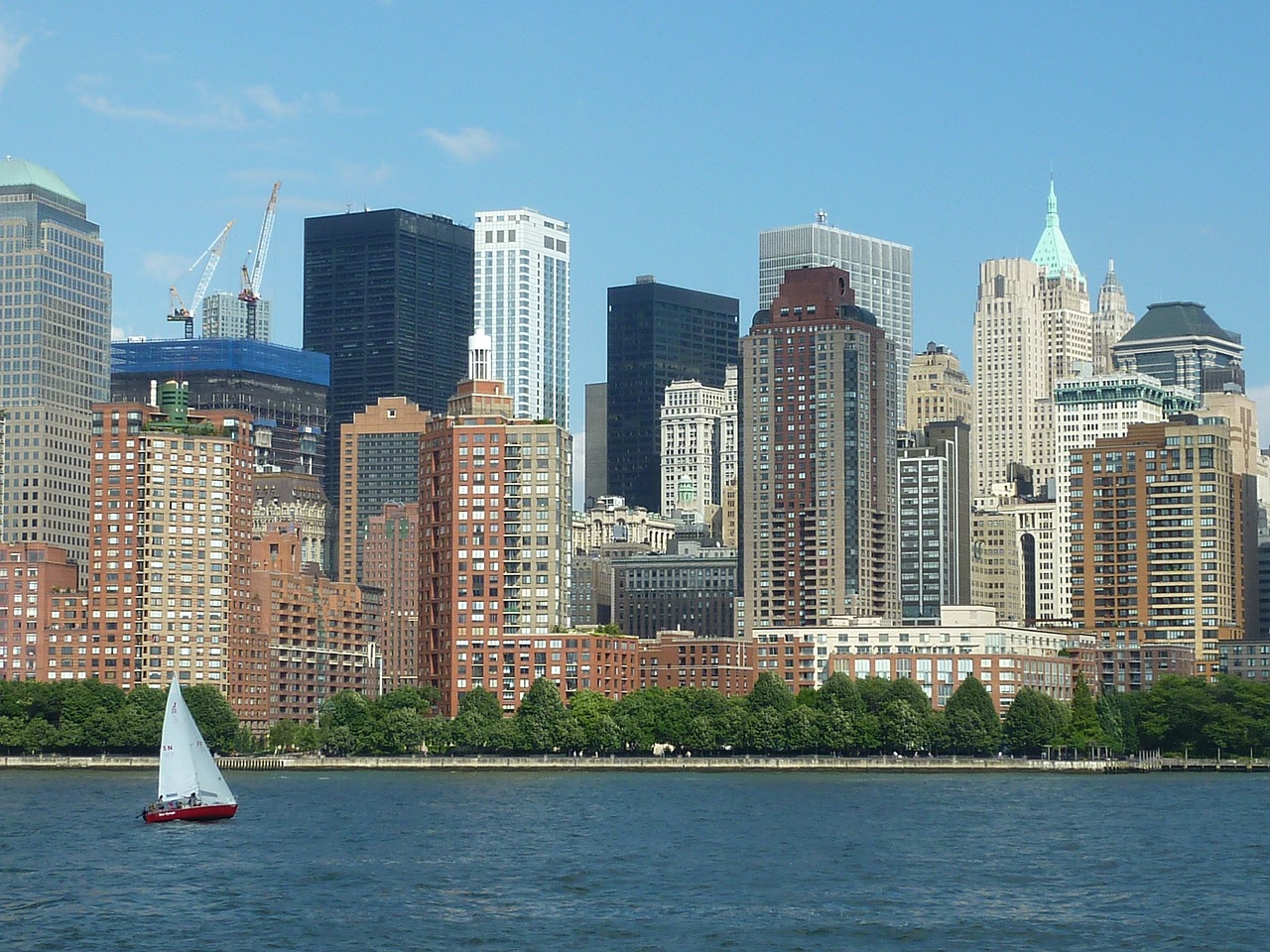 buildings boat manhattan free photo