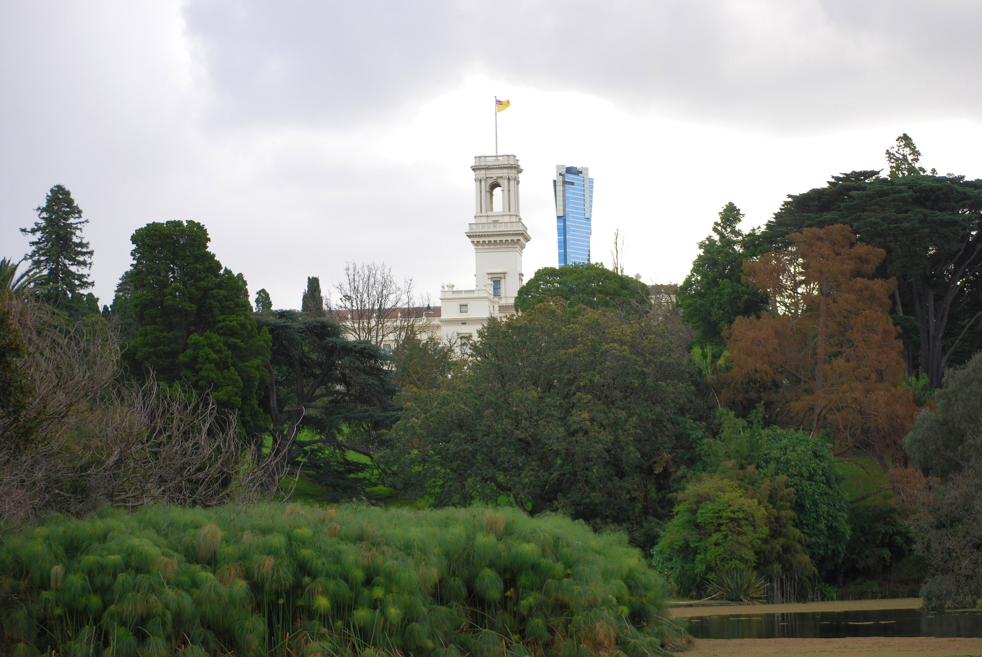 buildings trees parkland free photo