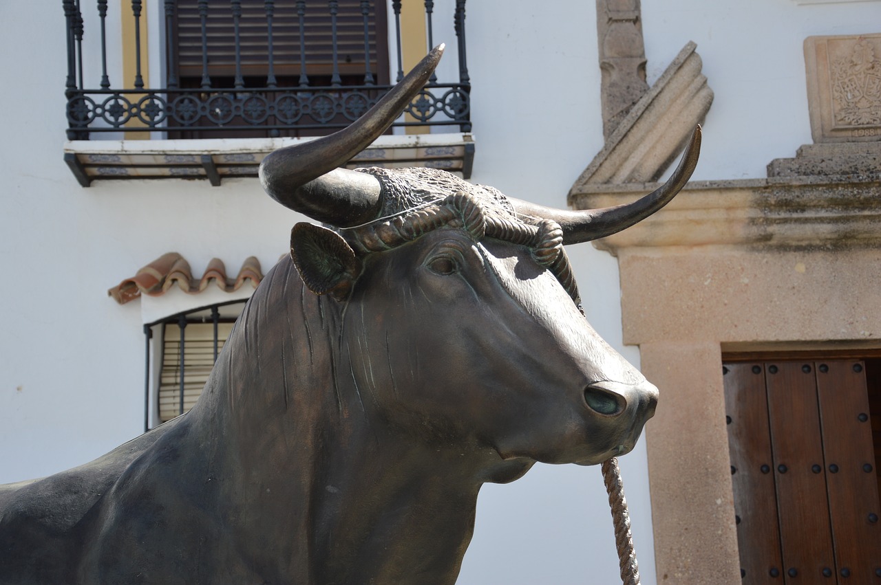 bull fighting bull monument free photo