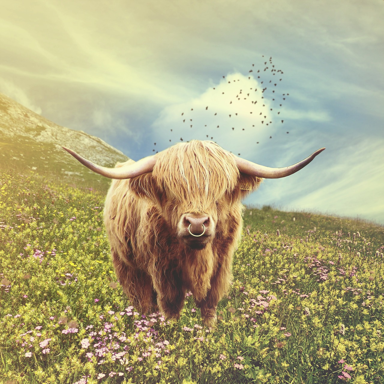 bull photomanipulation cow free photo