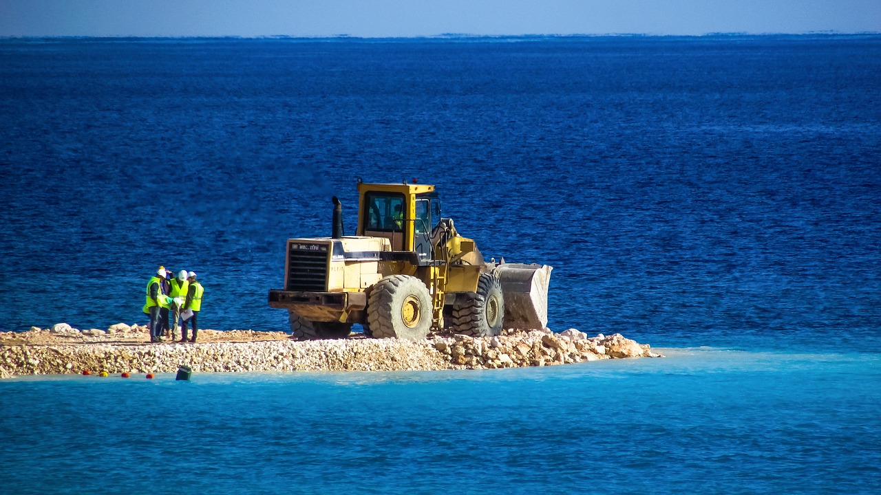 Edit free photo of Bulldozer,vehicle,workers,construction,marina ...