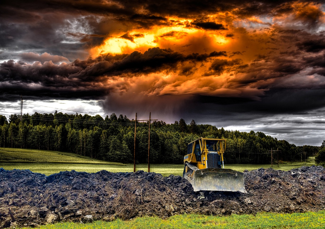 bulldozer  work  dramatic free photo