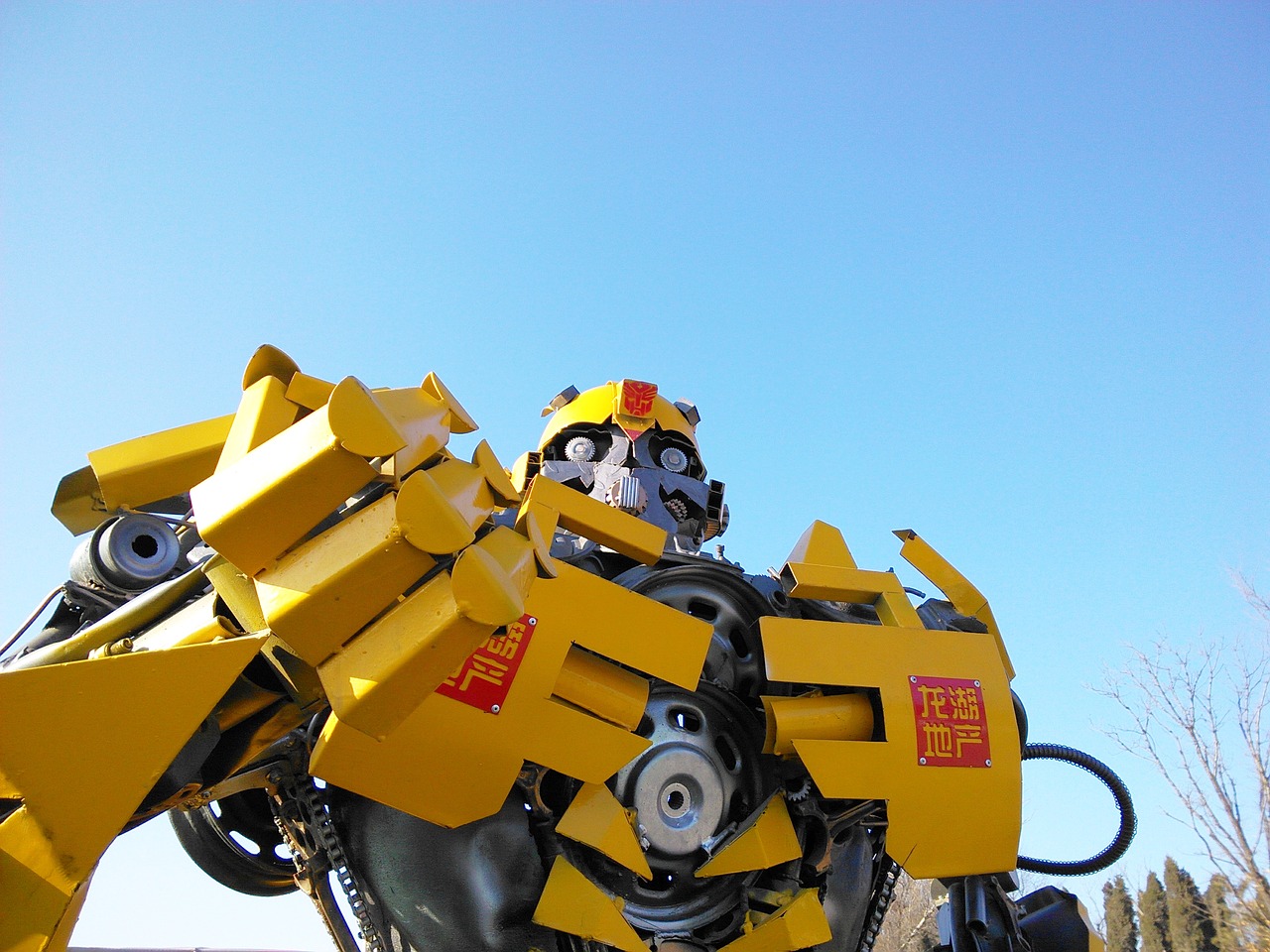 bumblebee  robot  statue free photo