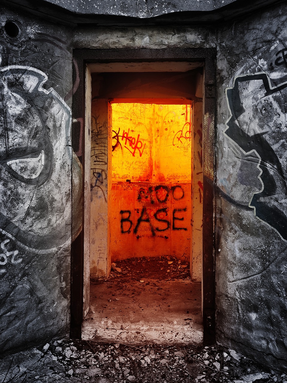 bunker graffiti door free photo