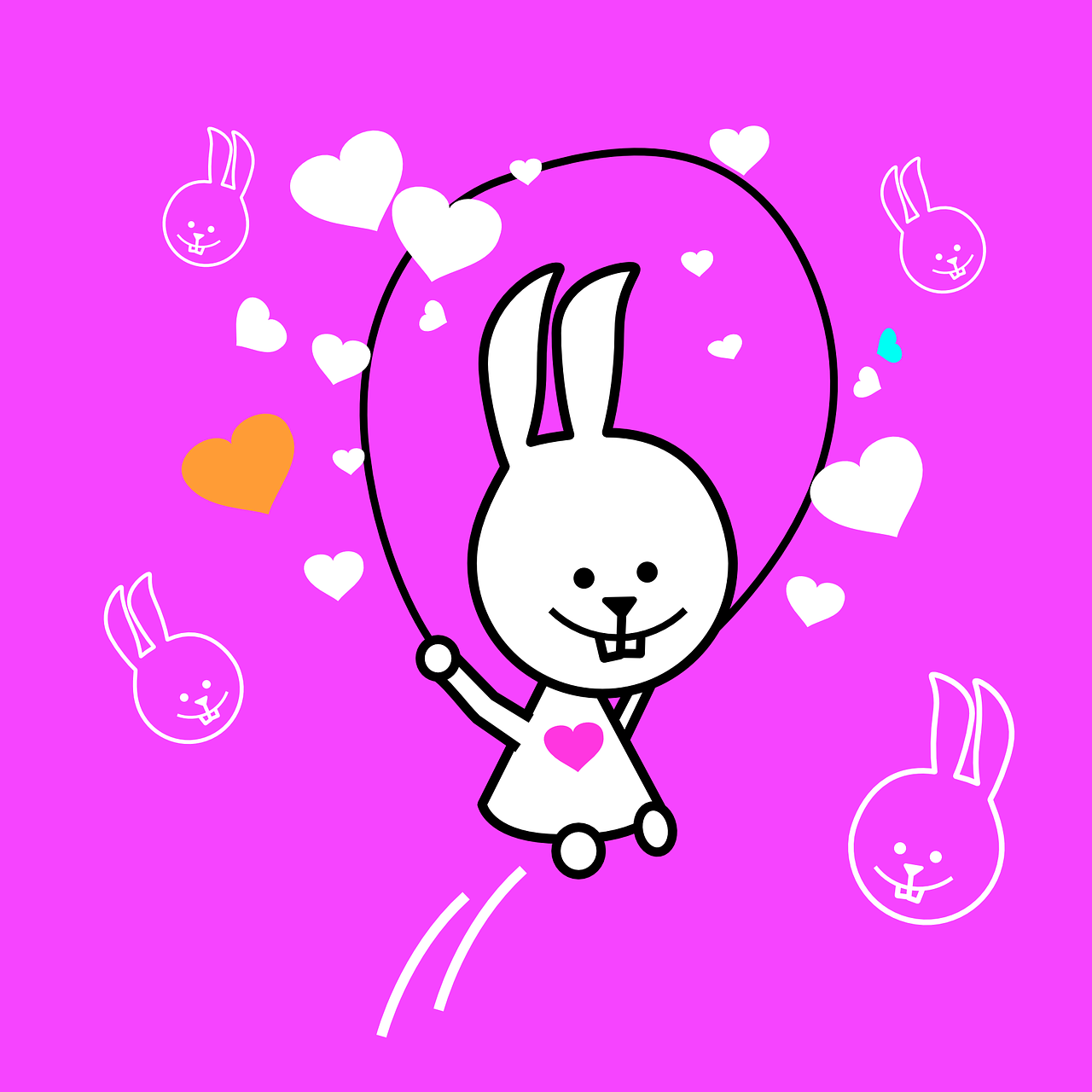 bunny playing pink background free photo