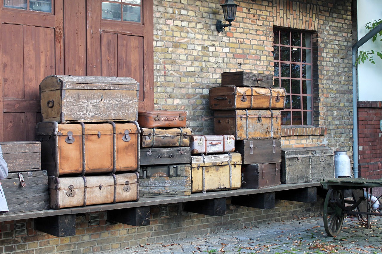 burg train station  old suitcase  collection free photo