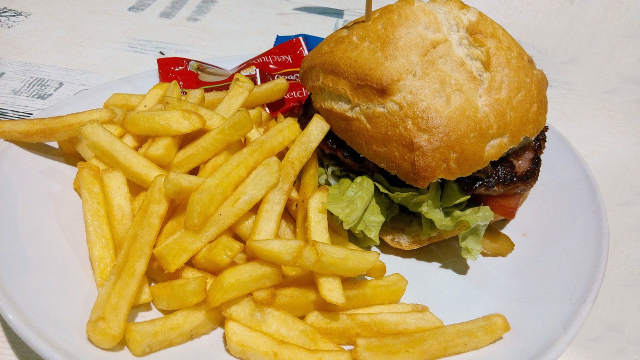 burger food french fries free photo