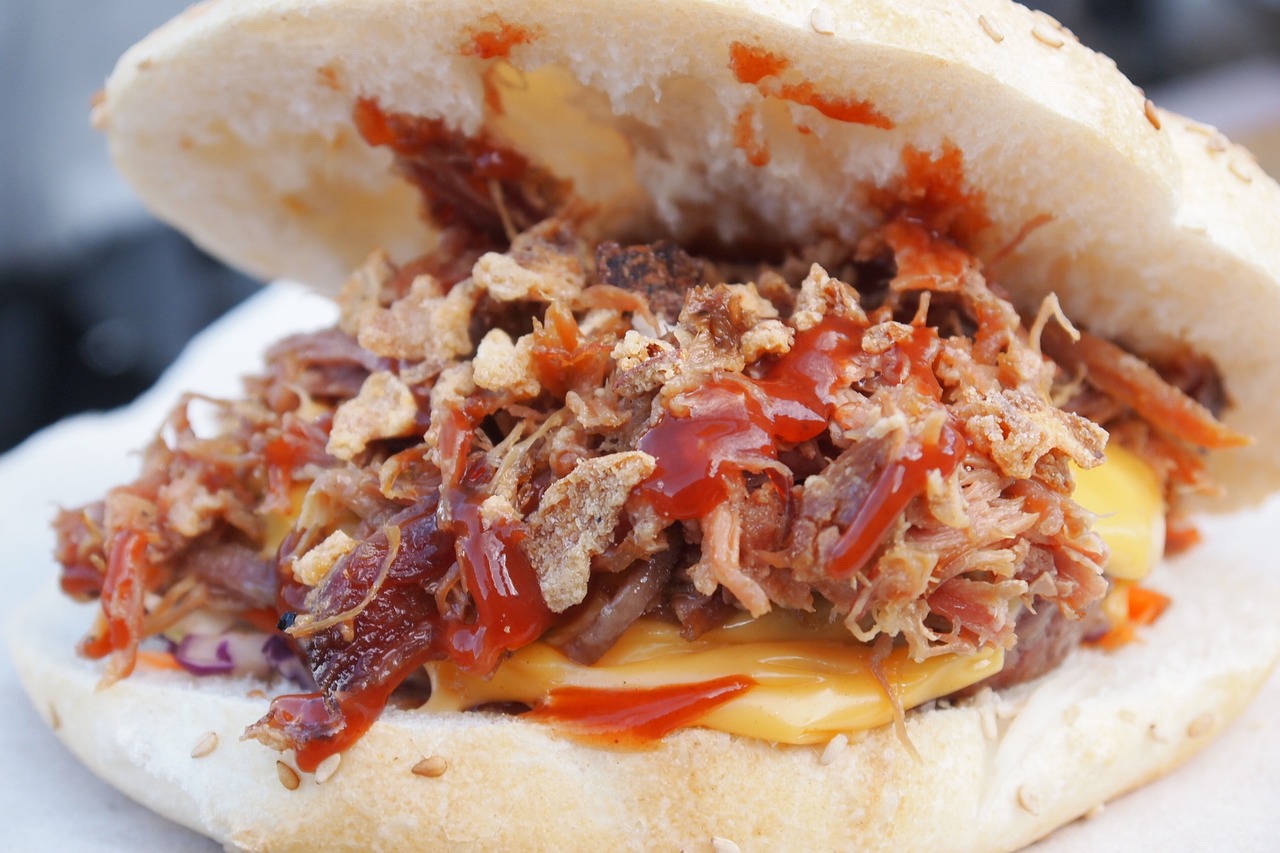 burger cheese pulled pork free photo