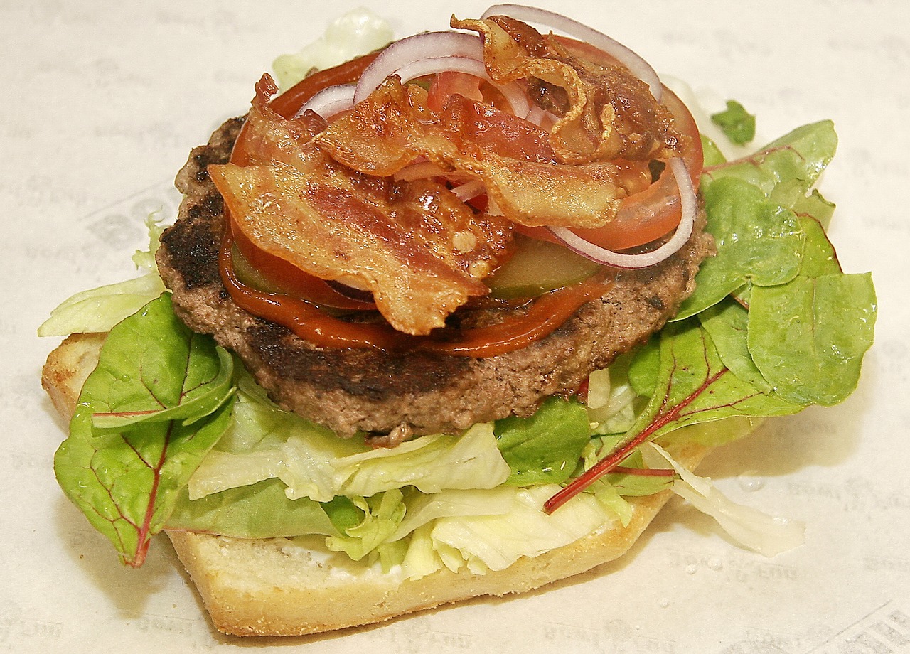 burger bacon tomato ketchup free photo